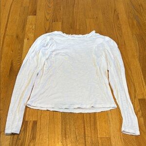 Goldie White Long Sleeve Women's Top With Ruffle Hem Size M